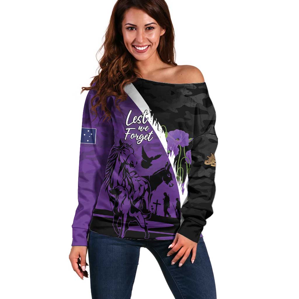 Australia ANZAC Day Off Shoulder Sweater Animals of War - Lest We Forget
