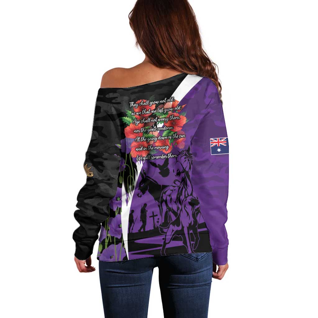 Australia ANZAC Day Off Shoulder Sweater Animals of War - Lest We Forget