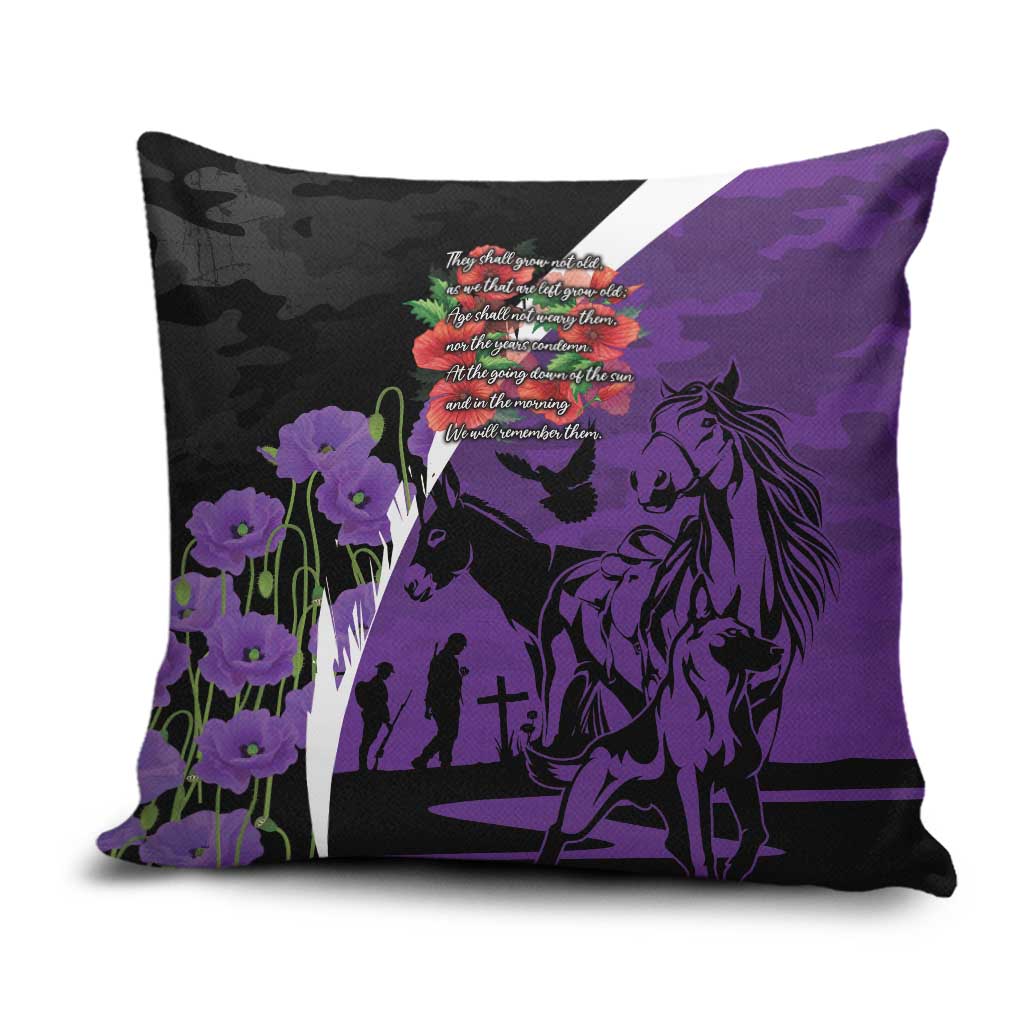 Australia ANZAC Day Pillow Cover Animals of War - Lest We Forget