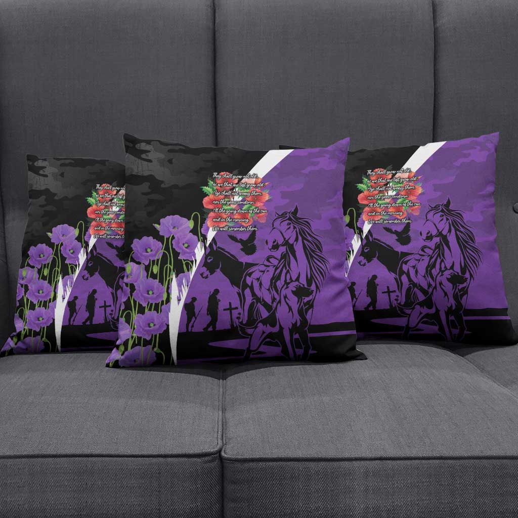 Australia ANZAC Day Pillow Cover Animals of War - Lest We Forget