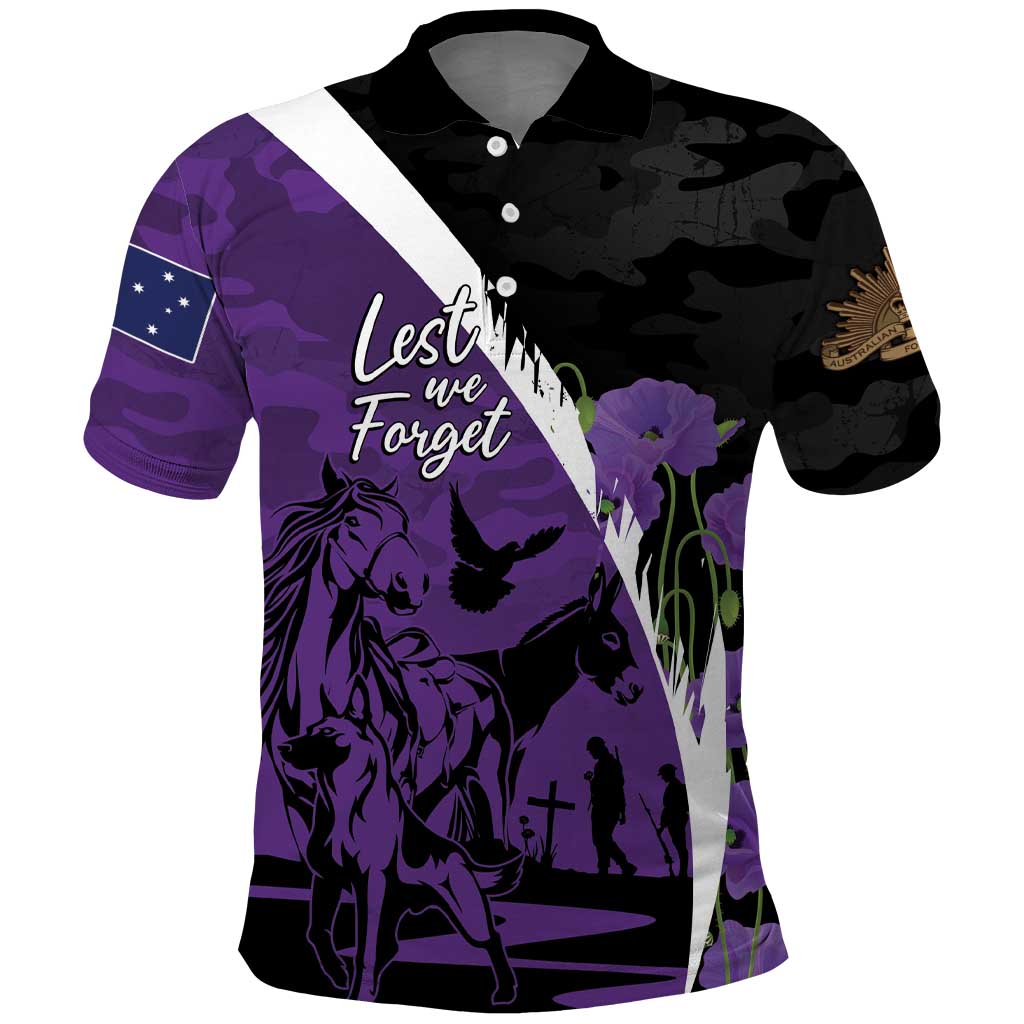 Australia ANZAC Day Polo Shirt Animals of War - Lest We Forget