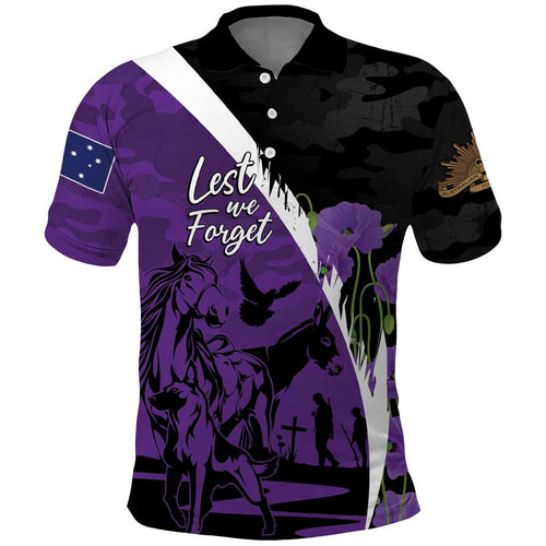 Australia ANZAC Day Polo Shirt Animals of War - Lest We Forget