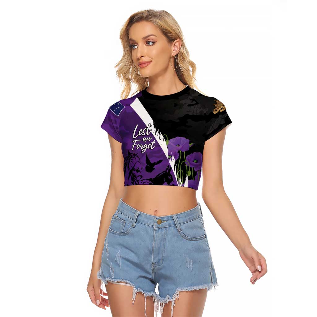 Australia ANZAC Day Raglan Cropped T Shirt Animals of War - Lest We Forget