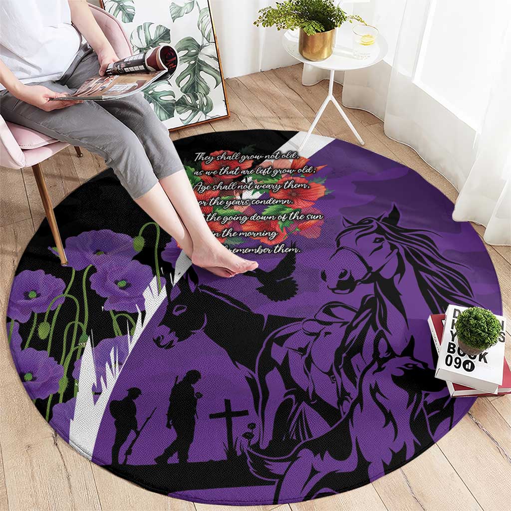 Australia ANZAC Day Round Carpet Animals of War - Lest We Forget