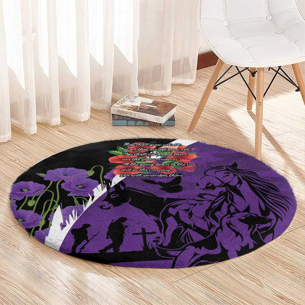 Australia ANZAC Day Round Carpet Animals of War - Lest We Forget
