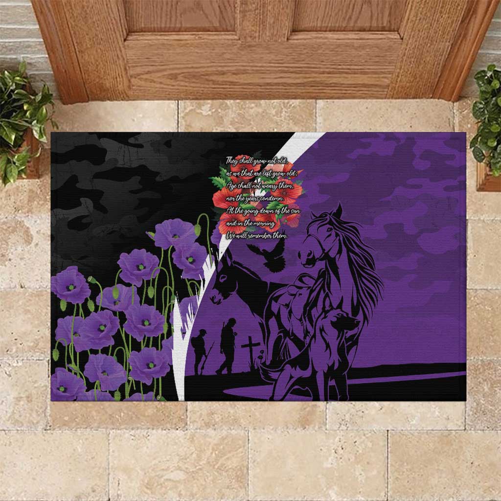 Australia ANZAC Day Rubber Doormat Animals of War - Lest We Forget
