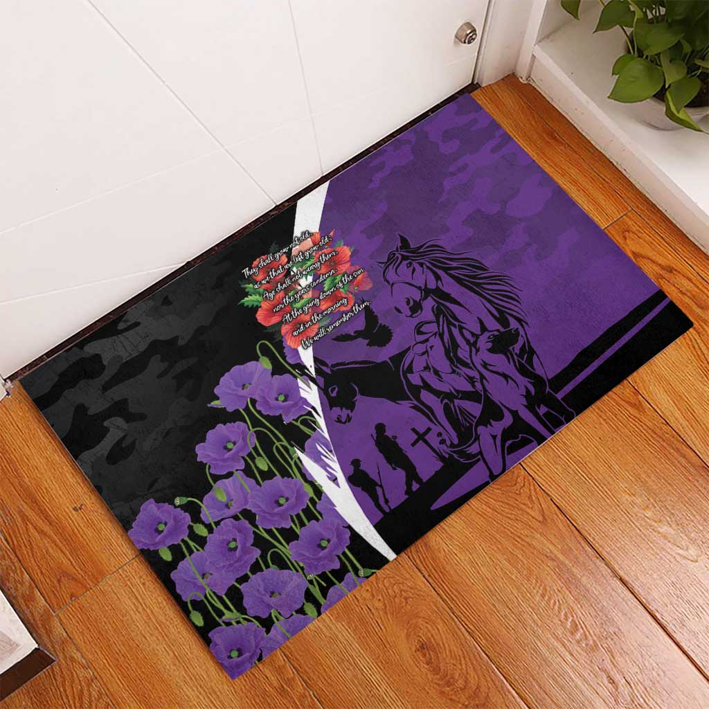 Australia ANZAC Day Rubber Doormat Animals of War - Lest We Forget
