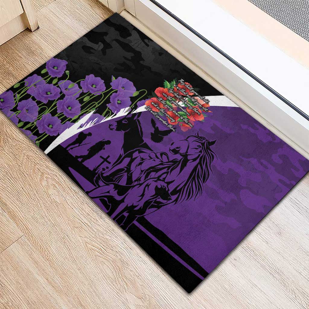 Australia ANZAC Day Rubber Doormat Animals of War - Lest We Forget