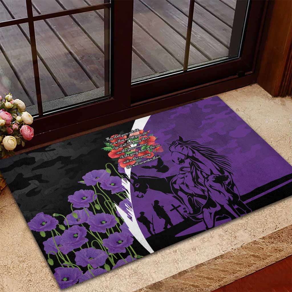 Australia ANZAC Day Rubber Doormat Animals of War - Lest We Forget