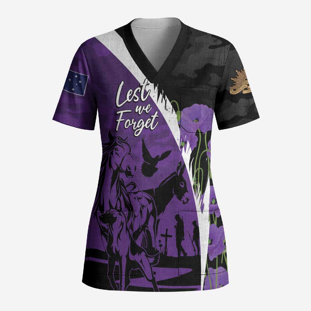 Australia ANZAC Day Scrub Top Animals of War - Lest We Forget