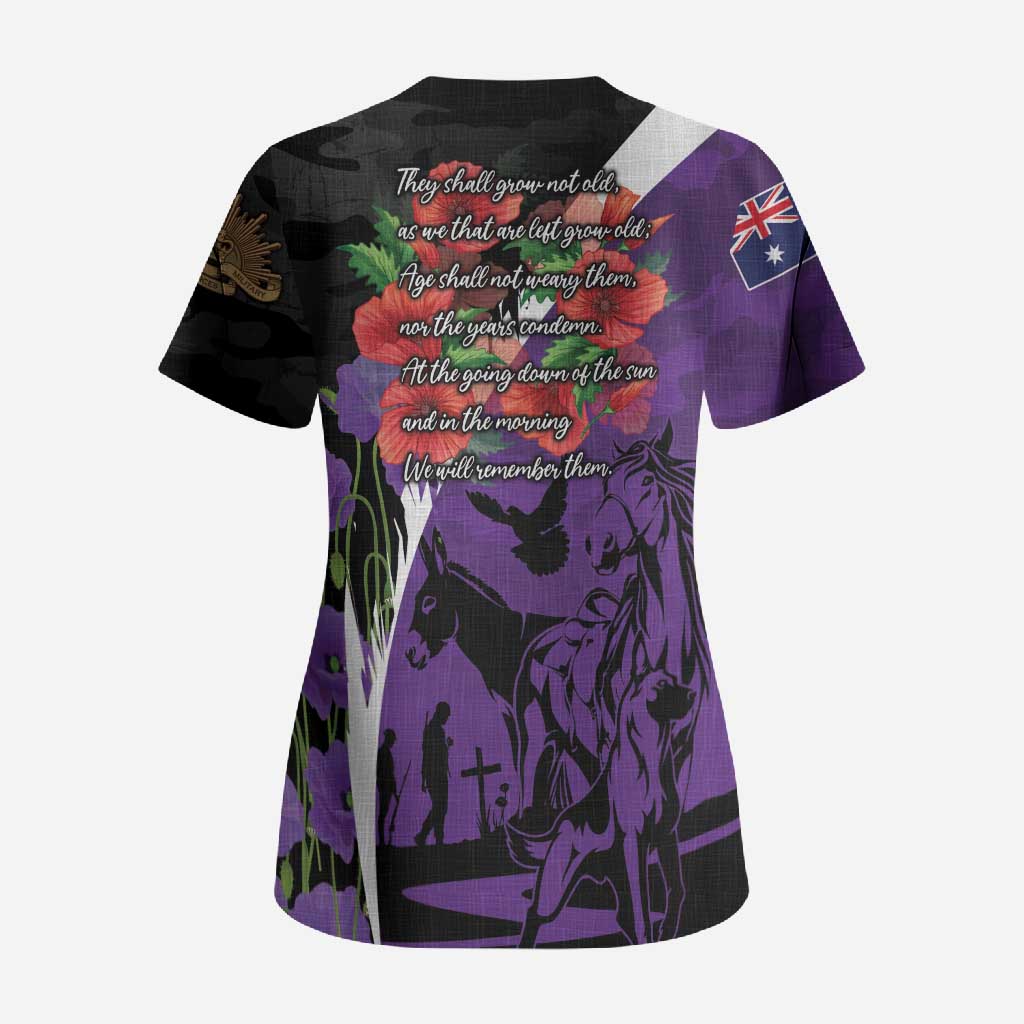 Australia ANZAC Day Scrub Top Animals of War - Lest We Forget