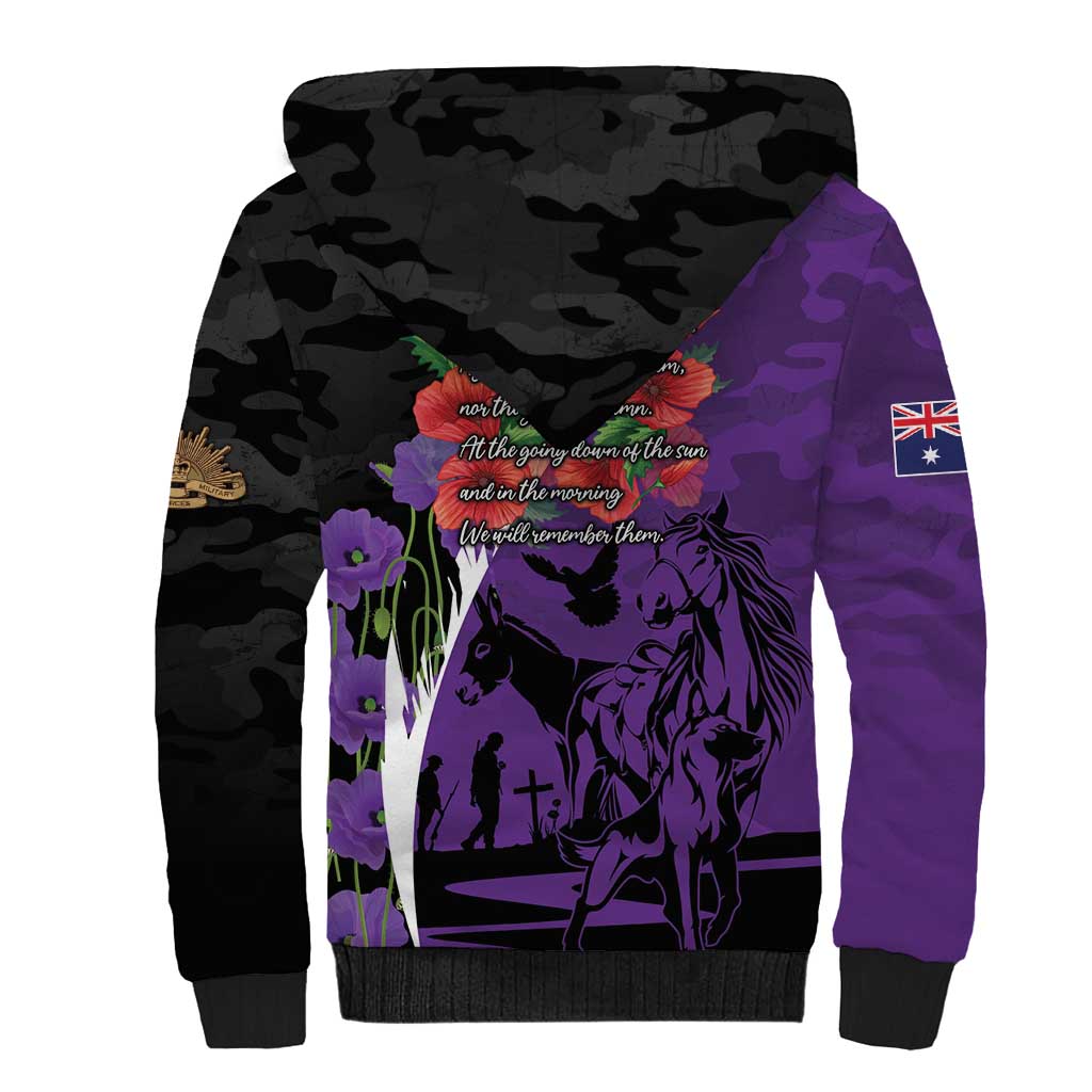 Australia ANZAC Day Sherpa Hoodie Animals of War - Lest We Forget