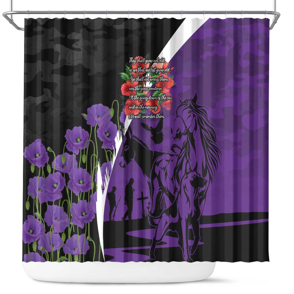 Australia ANZAC Day Shower Curtain Animals of War - Lest We Forget