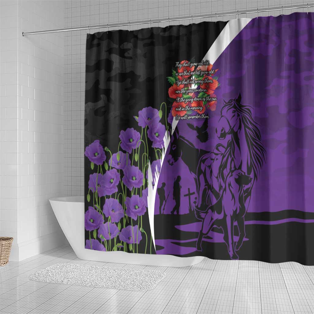 Australia ANZAC Day Shower Curtain Animals of War - Lest We Forget