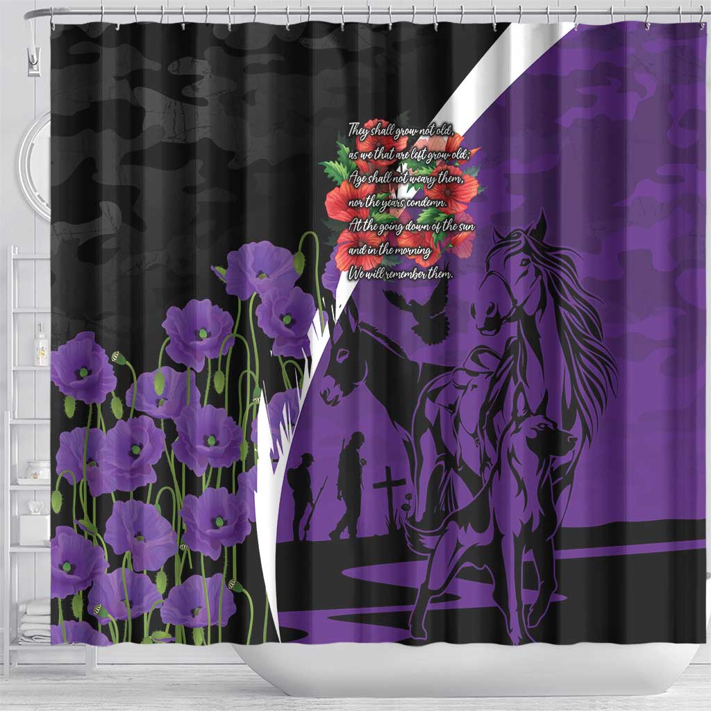 Australia ANZAC Day Shower Curtain Animals of War - Lest We Forget