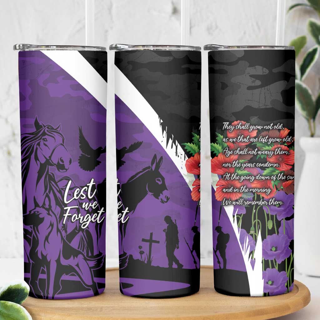 Australia ANZAC Day Skinny Tumbler Animals of War - Lest We Forget