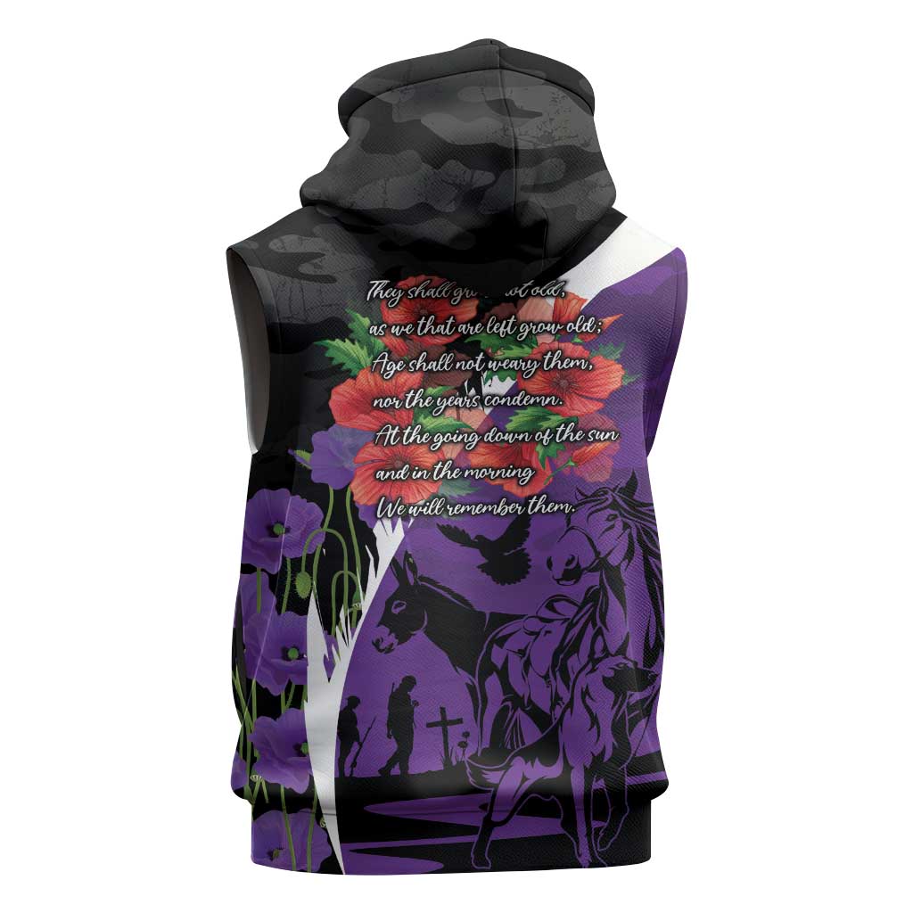 Australia ANZAC Day Sleeveless Hoodie Animals of War - Lest We Forget