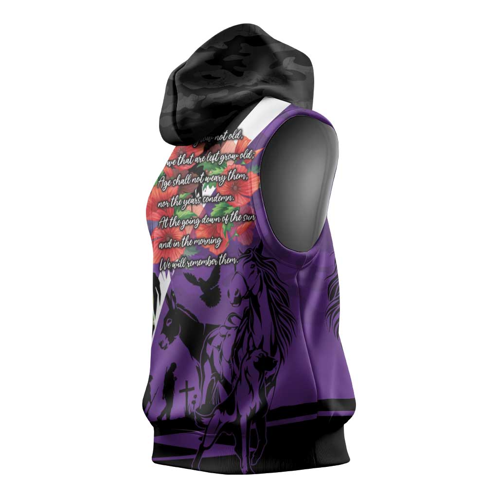 Australia ANZAC Day Sleeveless Hoodie Animals of War - Lest We Forget