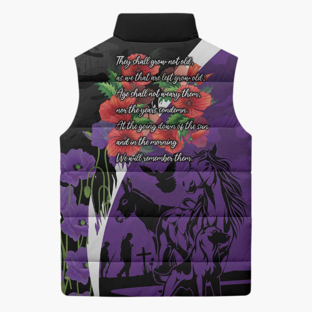 Australia ANZAC Day Sleeveless Puffer Jacket Animals of War - Lest We Forget
