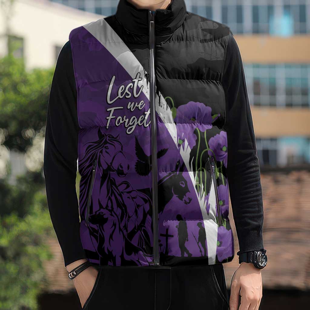 Australia ANZAC Day Sleeveless Puffer Jacket Animals of War - Lest We Forget
