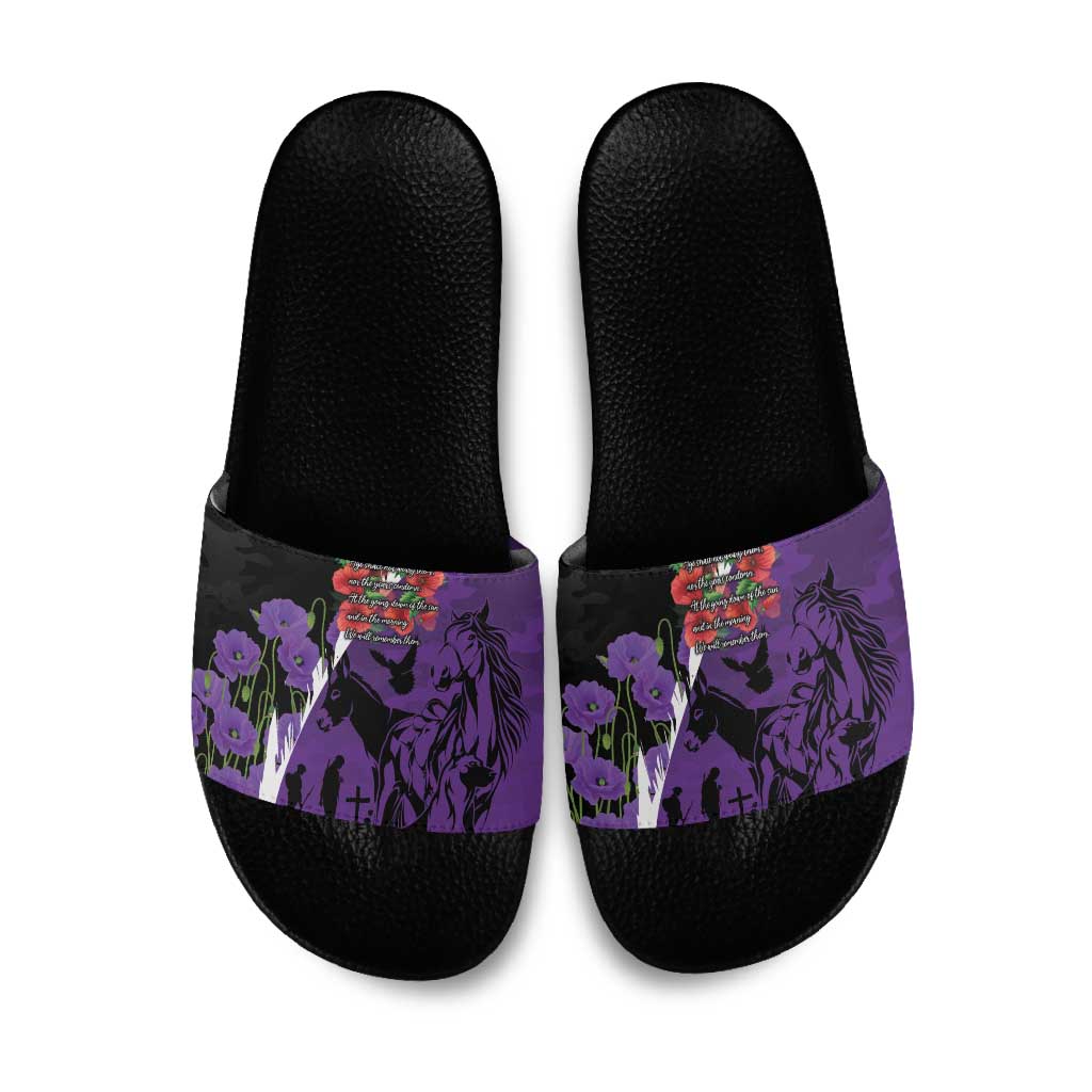 Australia ANZAC Day Slide Sandals Animals of War - Lest We Forget