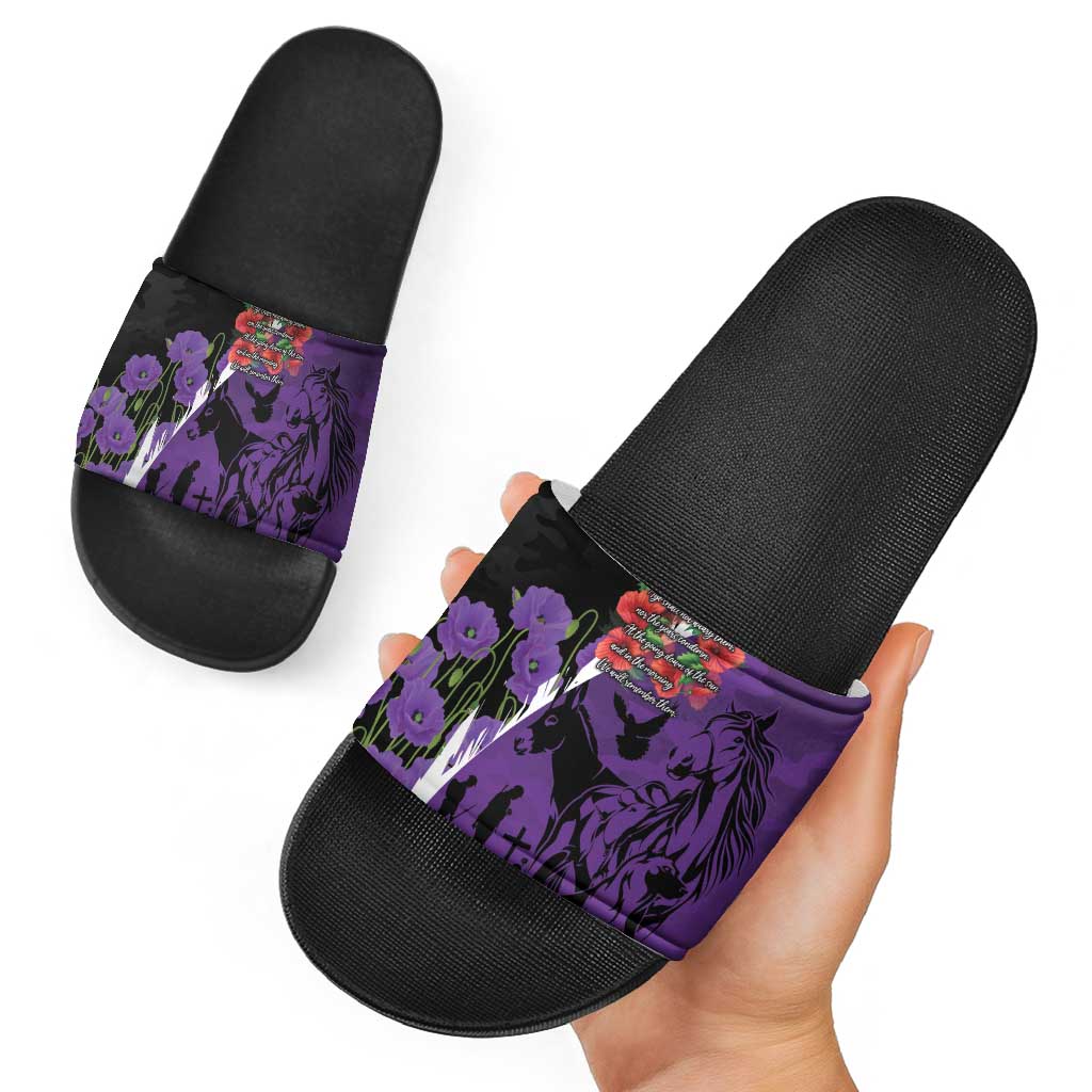 Australia ANZAC Day Slide Sandals Animals of War - Lest We Forget