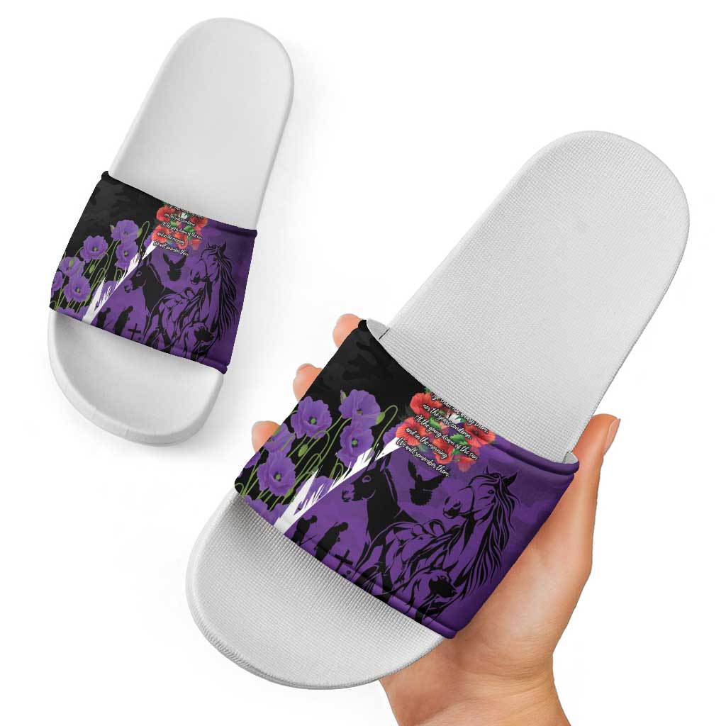 Australia ANZAC Day Slide Sandals Animals of War - Lest We Forget