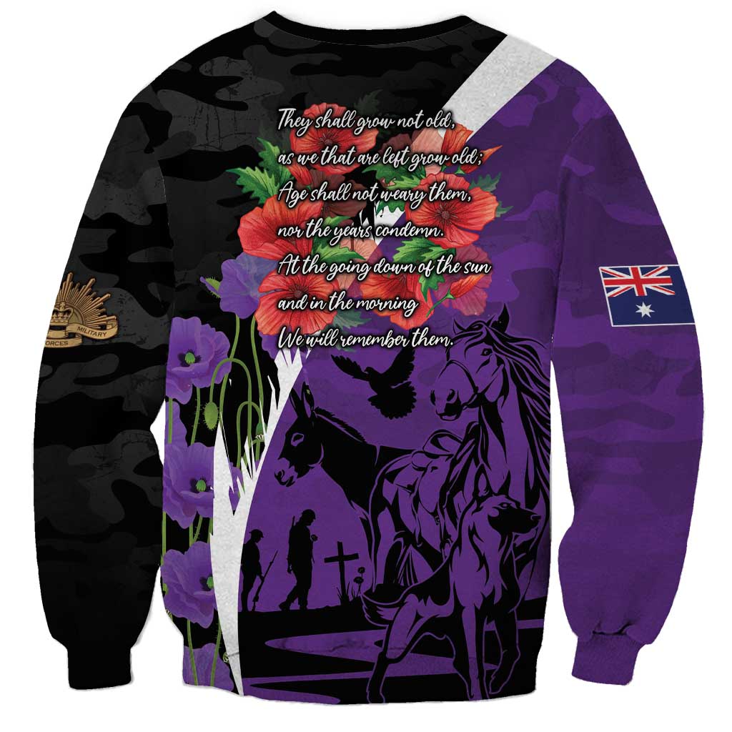 Australia ANZAC Day Sweatshirt Animals of War - Lest We Forget