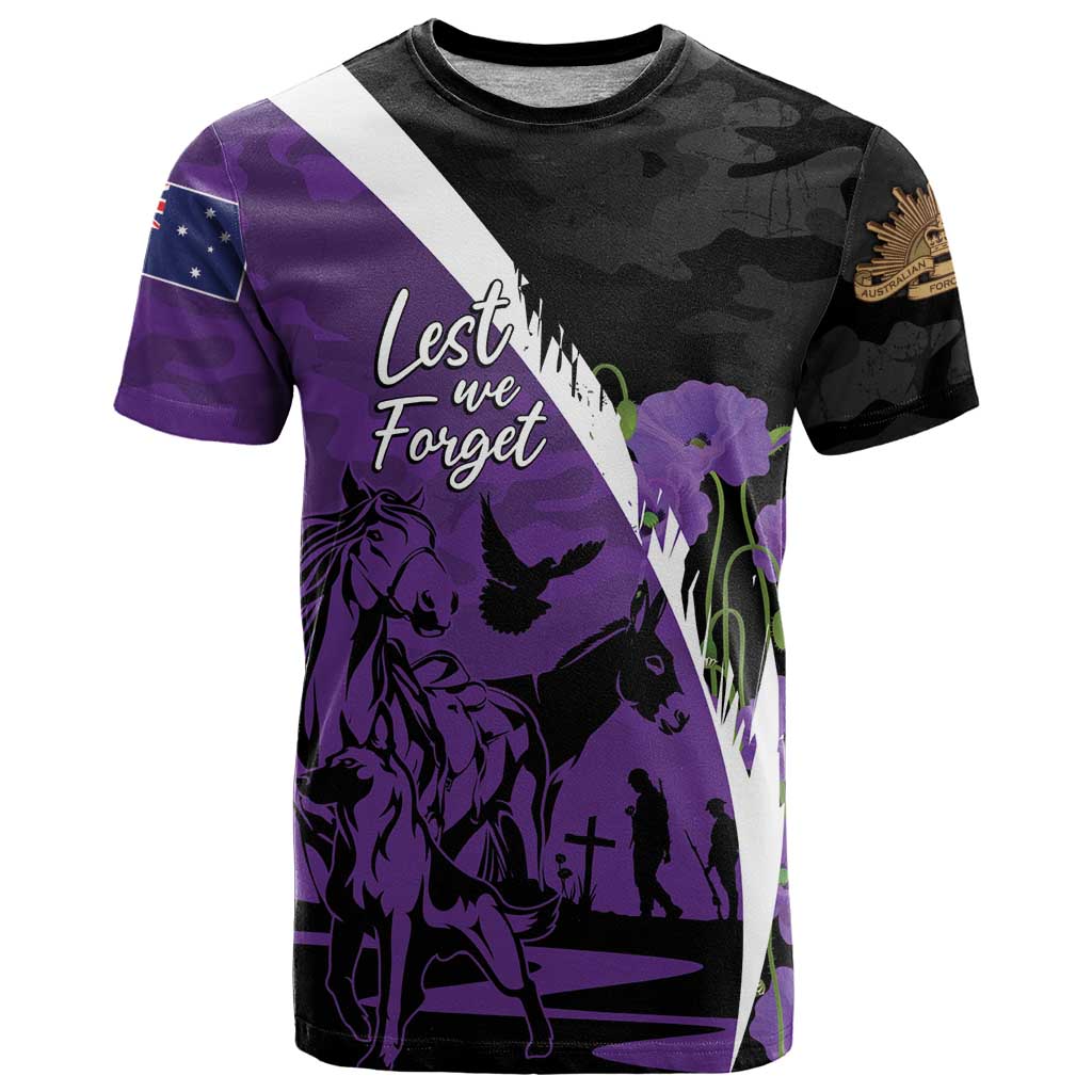 Australia ANZAC Day T Shirt Animals of War - Lest We Forget