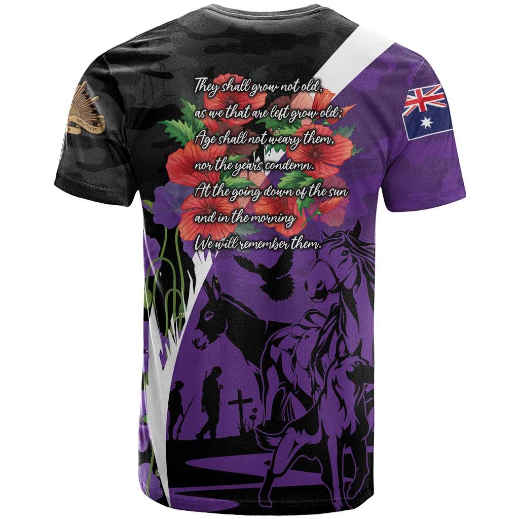 Australia ANZAC Day T Shirt Animals of War - Lest We Forget