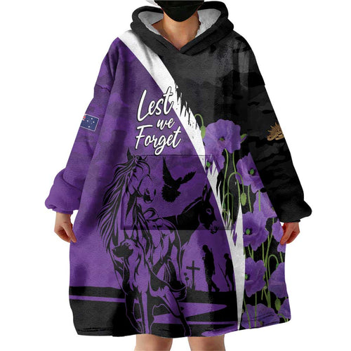 Australia ANZAC Day Wearable Blanket Hoodie Animals of War - Lest We Forget