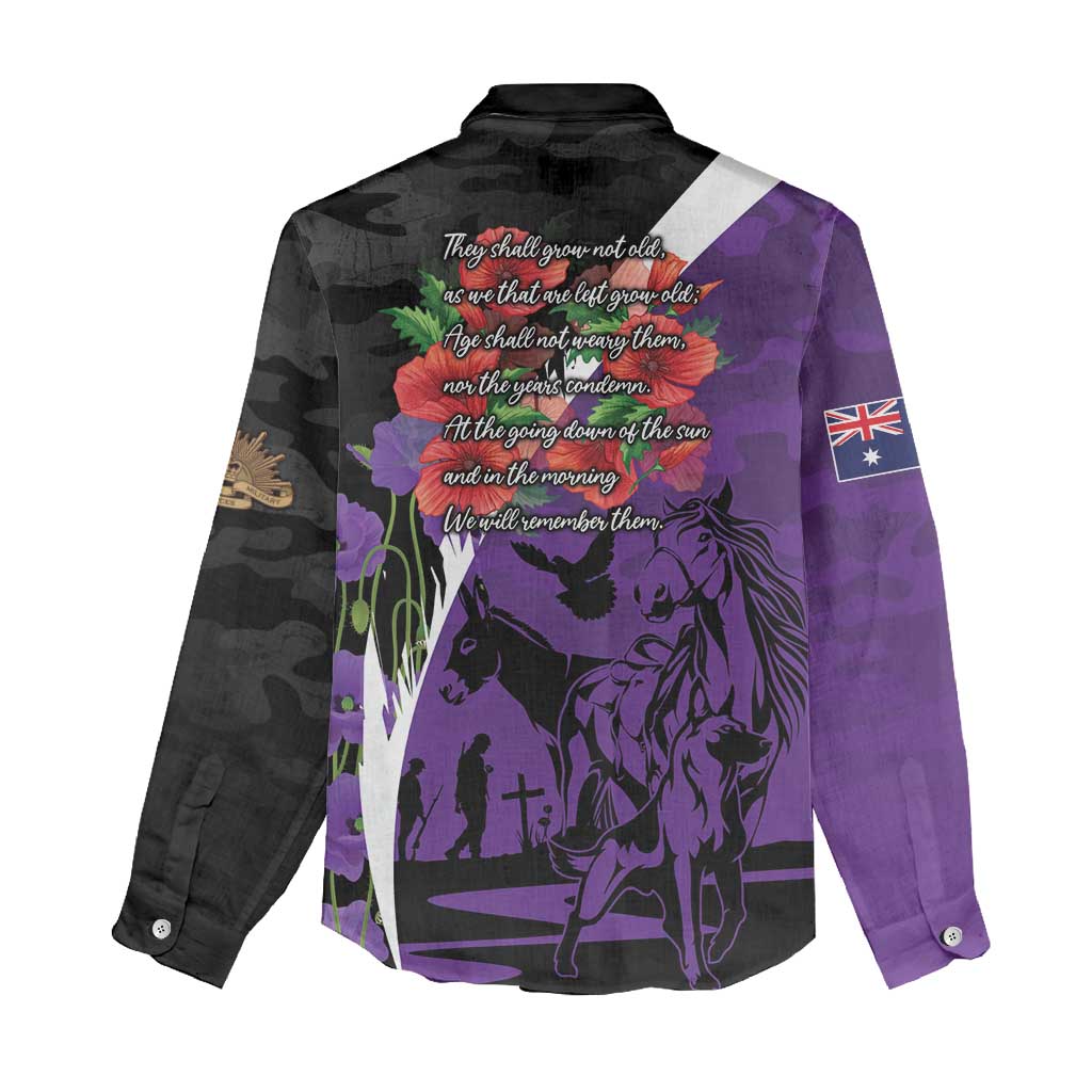 Australia ANZAC Day Women Casual Shirt Animals of War - Lest We Forget