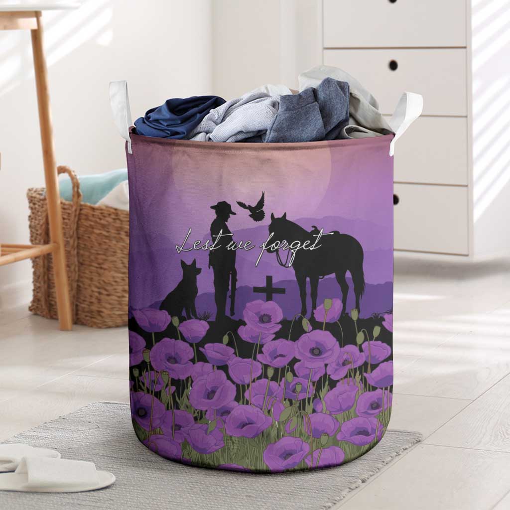 Australia ANZAC Animal Heroes Laundry Basket Purple Poppies