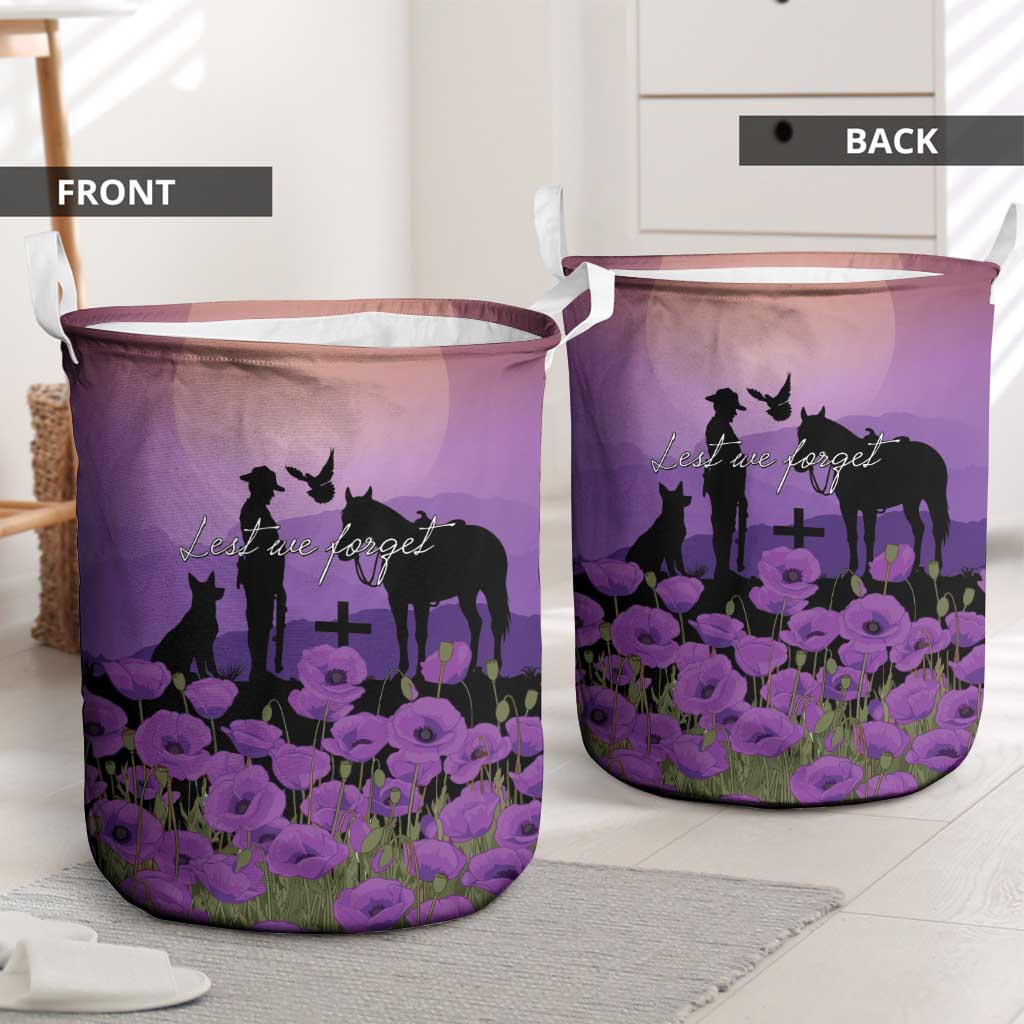 Australia ANZAC Animal Heroes Laundry Basket Purple Poppies