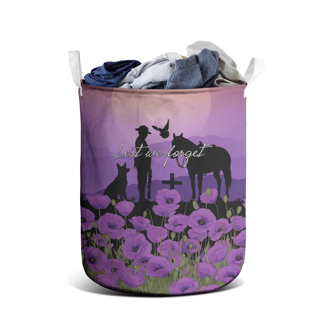 Australia ANZAC Animal Heroes Laundry Basket Purple Poppies