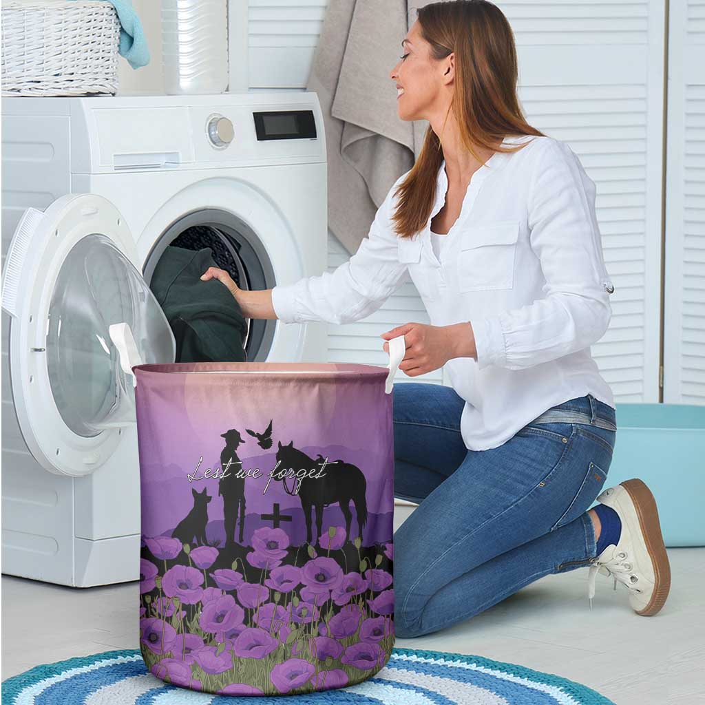 Australia ANZAC Animal Heroes Laundry Basket Purple Poppies