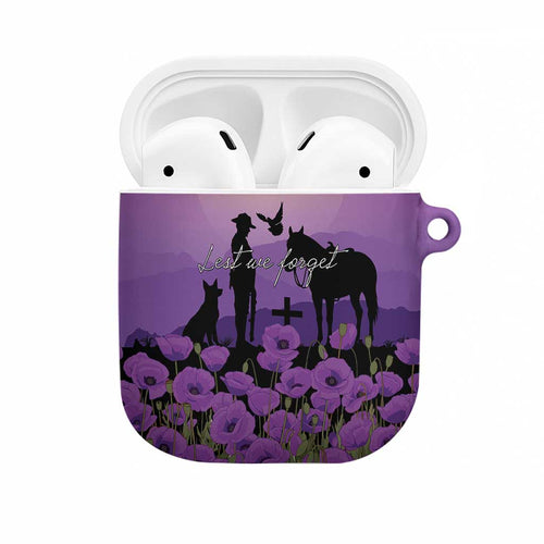Australia ANZAC Animal Heroes AirPods Case Purple Poppies