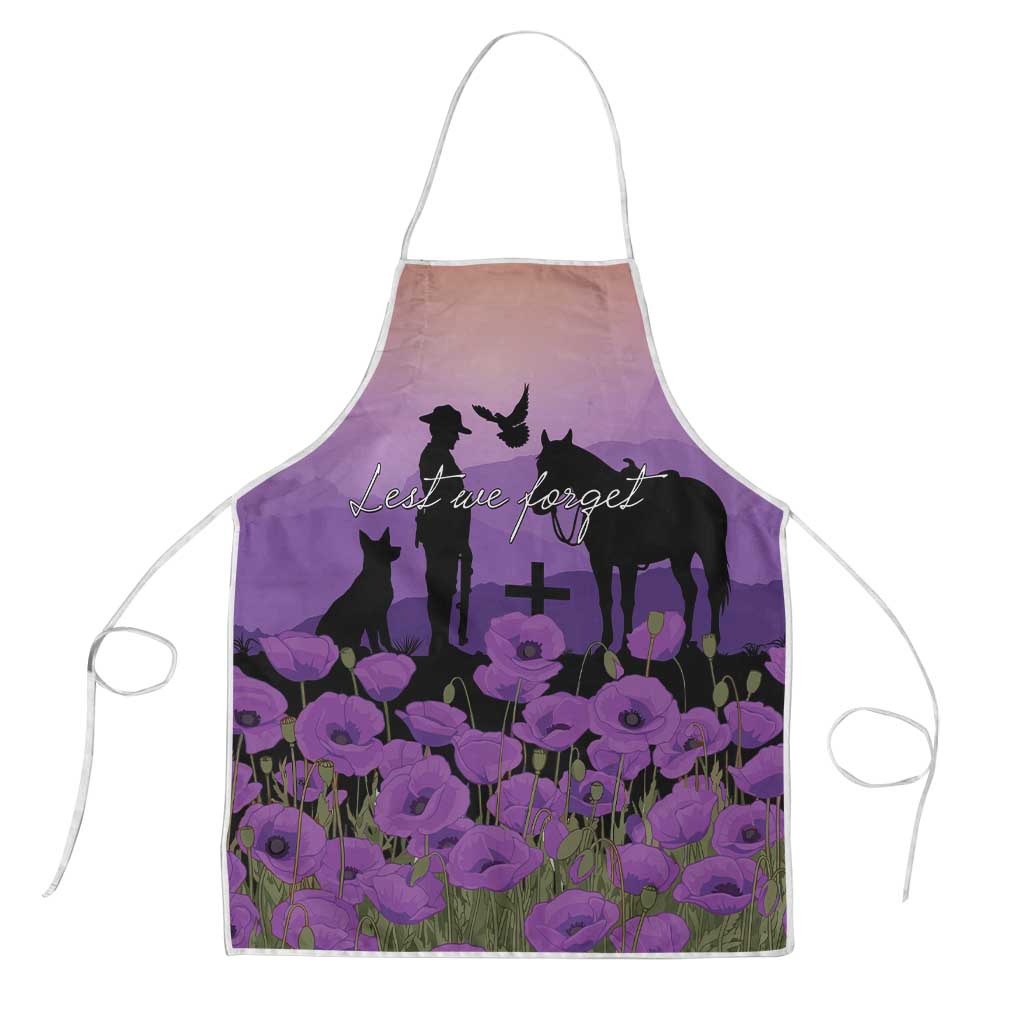 Australia ANZAC Animal Heroes Apron Purple Poppies