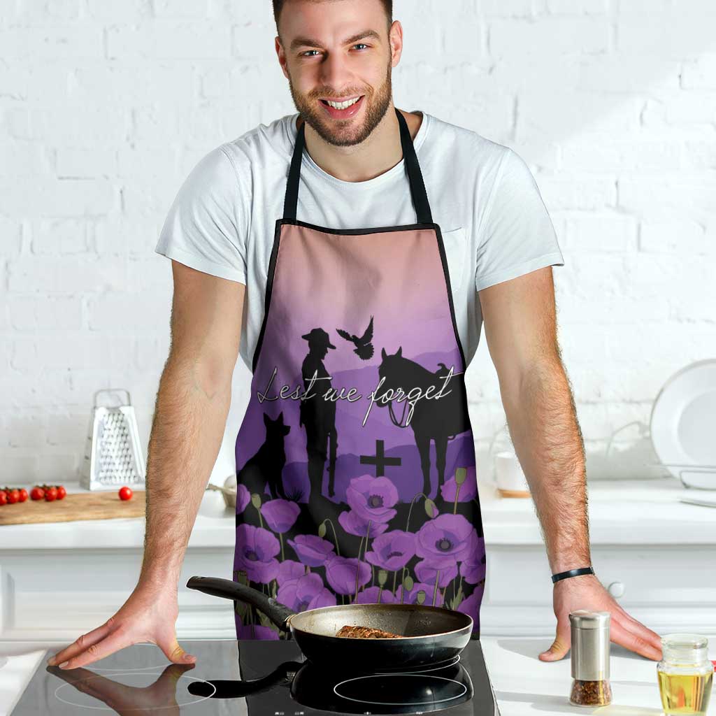 Australia ANZAC Animal Heroes Apron Purple Poppies