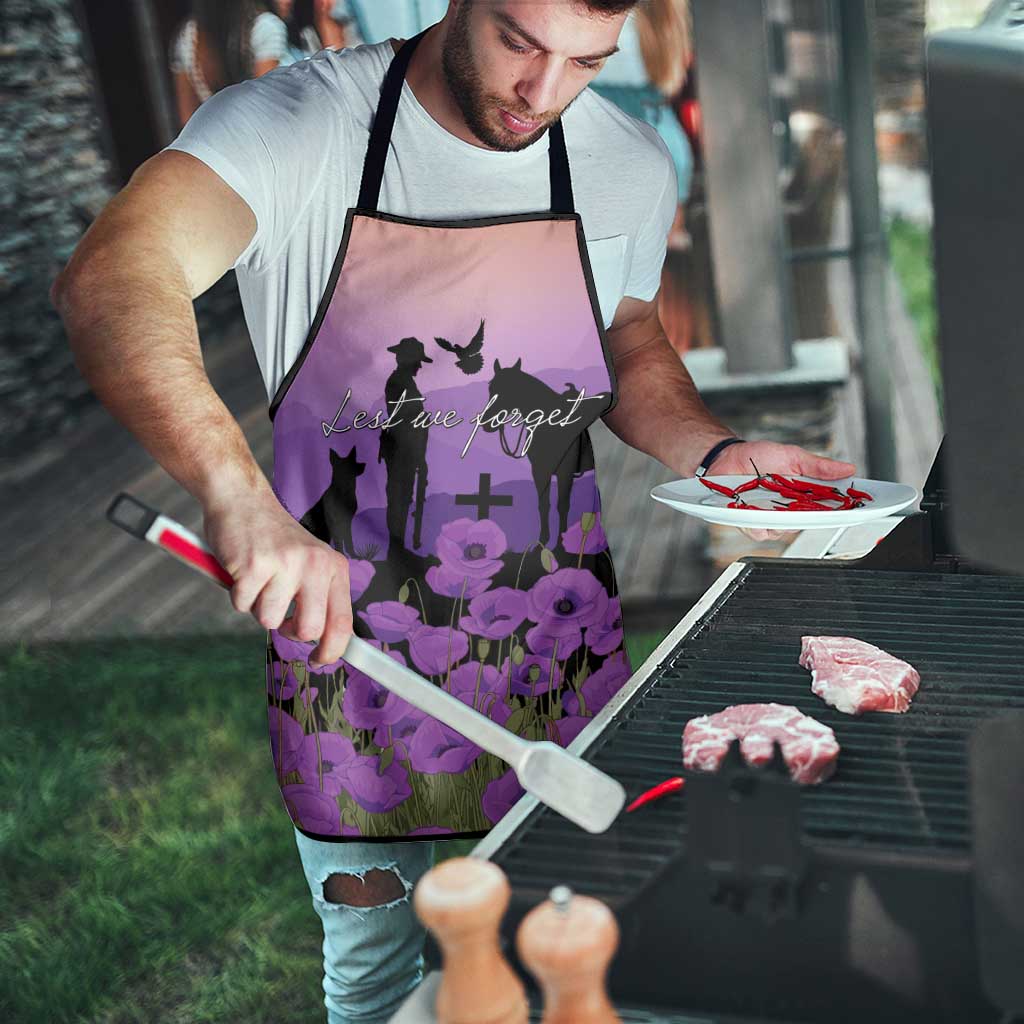 Australia ANZAC Animal Heroes Apron Purple Poppies