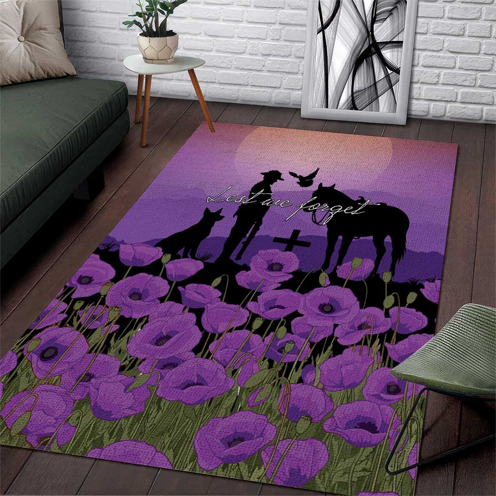 Australia ANZAC Animal Heroes Area Rug Purple Poppies