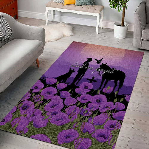 Australia ANZAC Animal Heroes Area Rug Purple Poppies