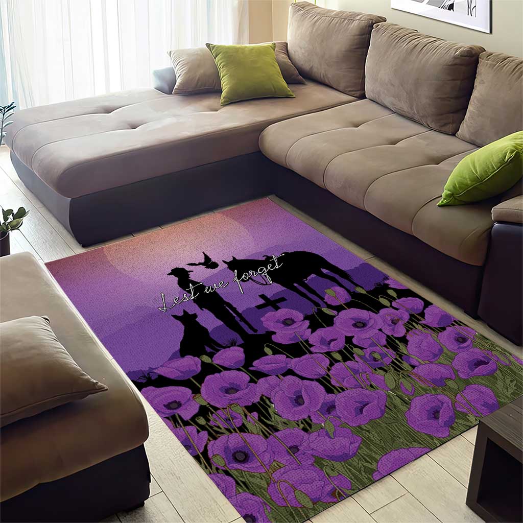 Australia ANZAC Animal Heroes Area Rug Purple Poppies