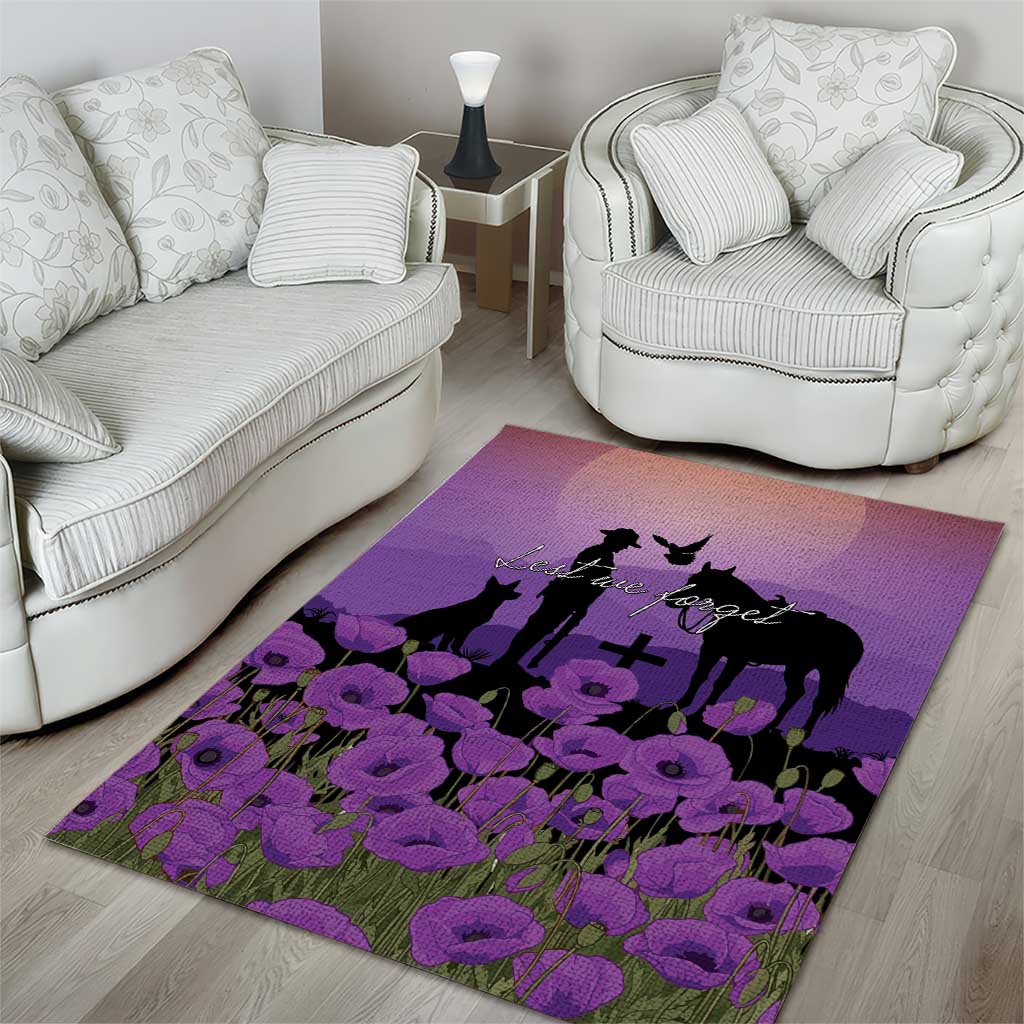 Australia ANZAC Animal Heroes Area Rug Purple Poppies