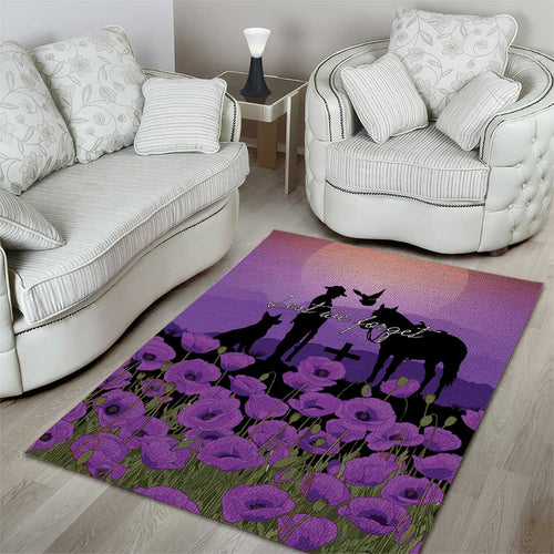 Australia ANZAC Animal Heroes Area Rug Purple Poppies