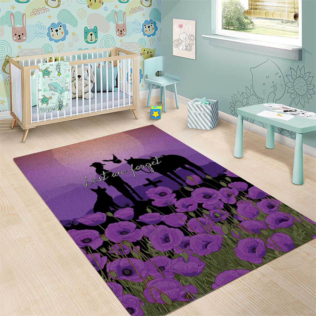 Australia ANZAC Animal Heroes Area Rug Purple Poppies