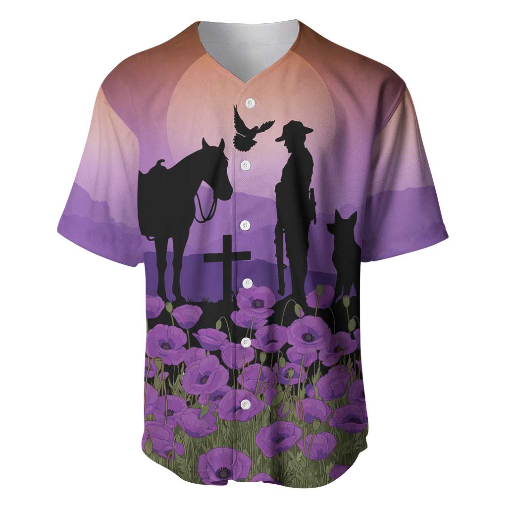 Australia ANZAC Animal Heroes Baseball Jersey Purple Poppies