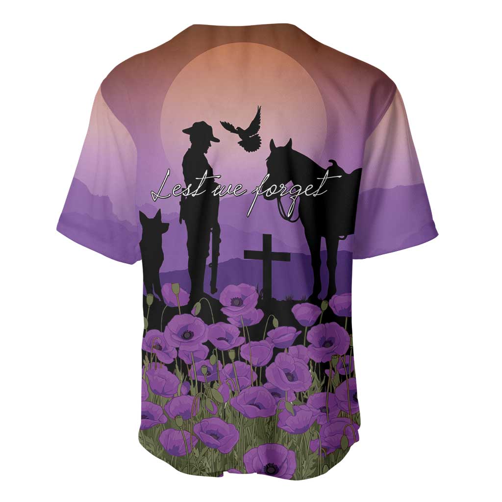 Australia ANZAC Animal Heroes Baseball Jersey Purple Poppies