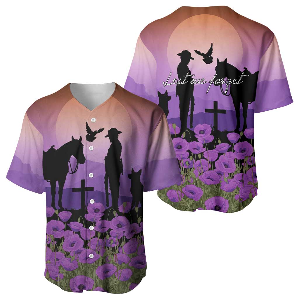 Australia ANZAC Animal Heroes Baseball Jersey Purple Poppies