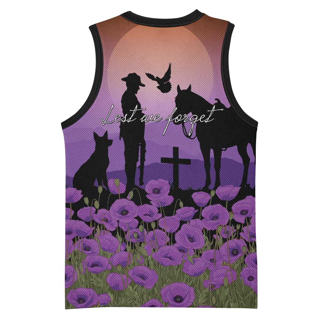 Australia ANZAC Animal Heroes Basketball Jersey Purple Poppies